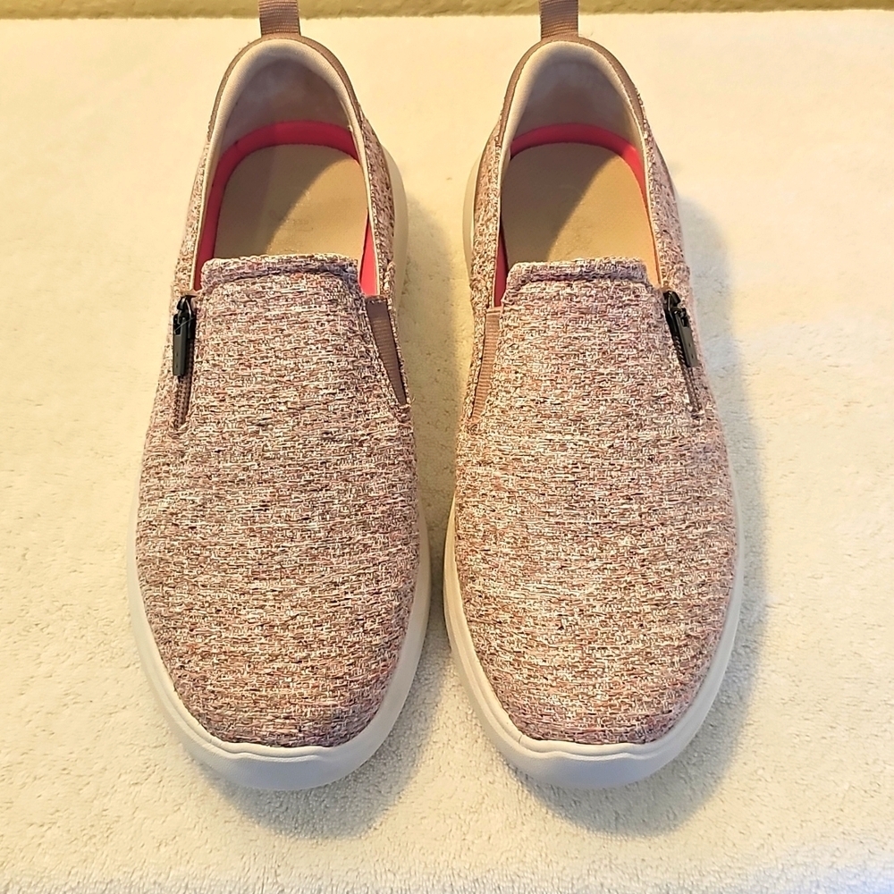 Ryka Slip-On Shoes with Zip Detail  Pink Multicolor Ally Size 8W
